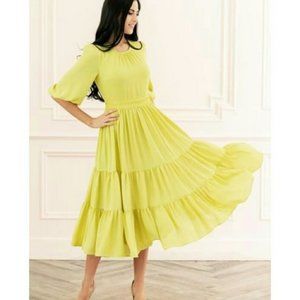 NEW Rachel Parcell Collection Autumn Apple Dress in Citrus Yellow Size Small